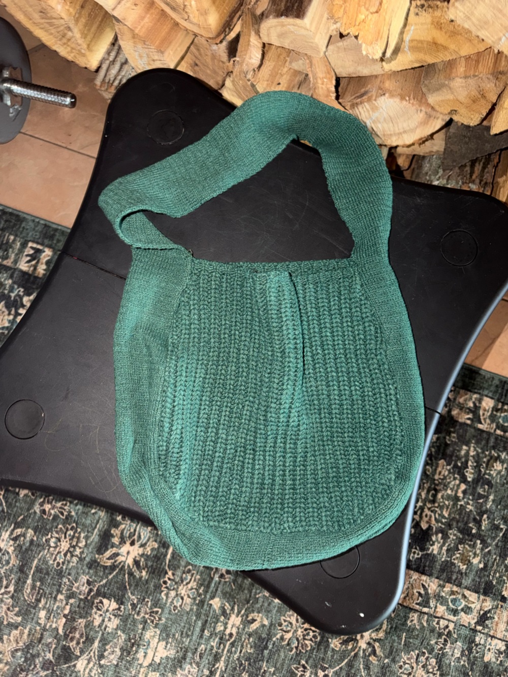 Green Knit Shoulder Bag